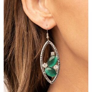 Sophisticated Green and Silver Teardrop Earrings